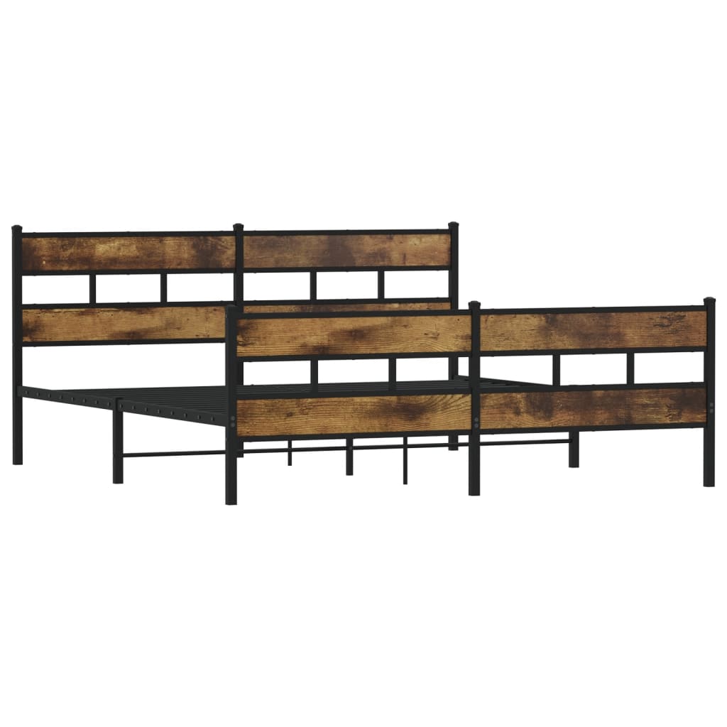 Bedframe zonder matras metaal gerookt eikenkleurig 183x213 cm is nu te koop bij PeponiXL, paradijselijk wonen!