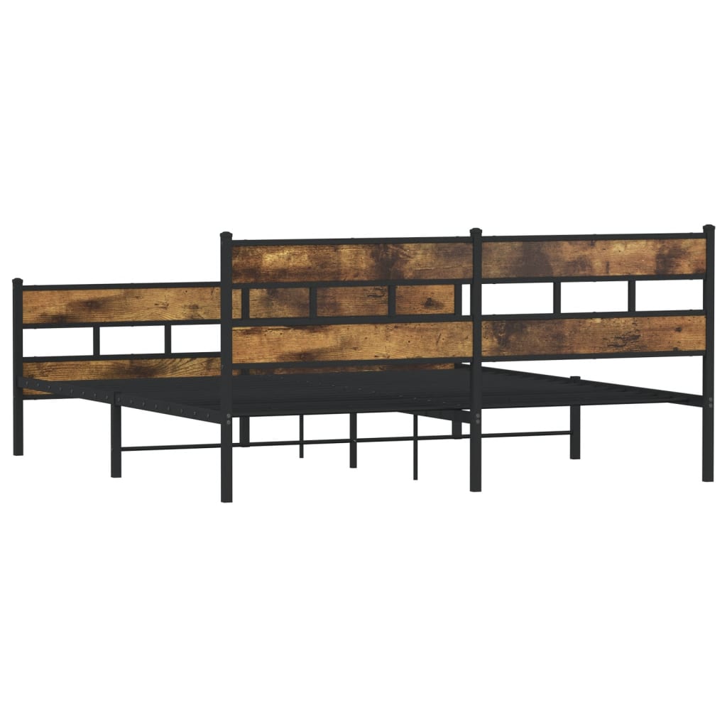 Bedframe zonder matras metaal gerookt eikenkleurig 183x213 cm is nu te koop bij PeponiXL, paradijselijk wonen!