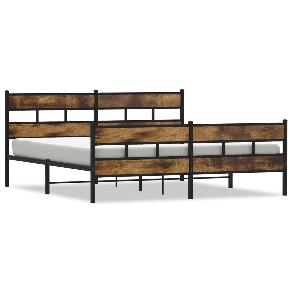 Bedframe zonder matras metaal gerookt eikenkleurig 200x200 cm is nu te koop bij PeponiXL, paradijselijk wonen!
