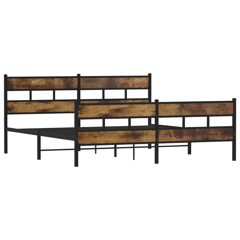 Bedframe zonder matras metaal gerookt eikenkleurig 200x200 cm is nu te koop bij PeponiXL, paradijselijk wonen!