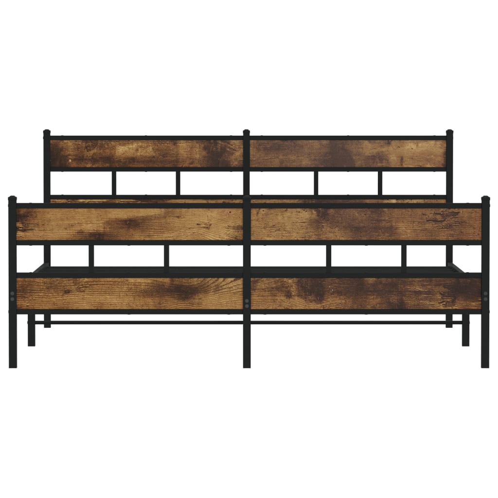 Bedframe zonder matras metaal gerookt eikenkleurig 200x200 cm is nu te koop bij PeponiXL, paradijselijk wonen!