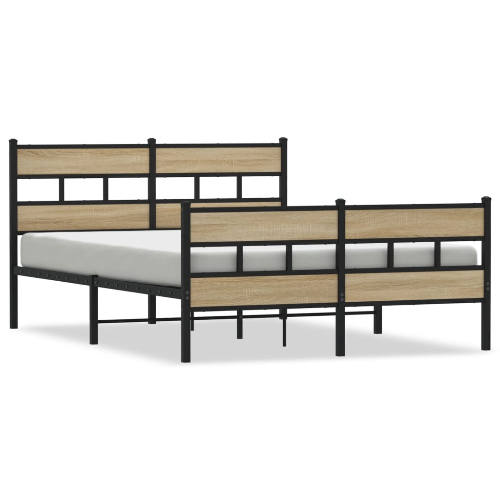 Bedframe zonder matras metaal sonoma eikenkleurig 150x200 cm is nu te koop bij PeponiXL, paradijselijk wonen!
