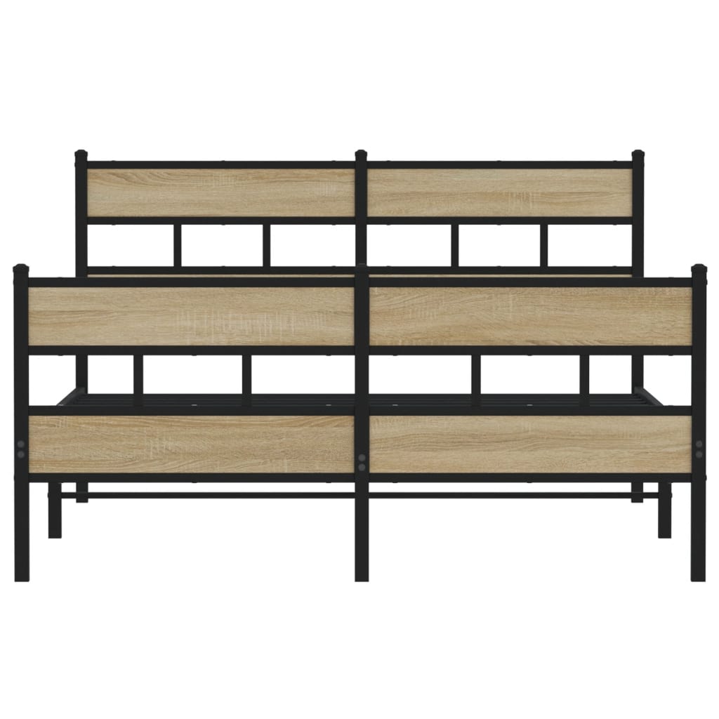 Bedframe zonder matras metaal sonoma eikenkleurig 160x200 cm is nu te koop bij PeponiXL, paradijselijk wonen!