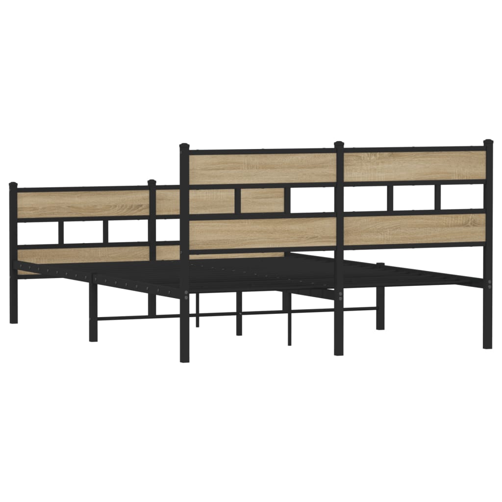 Bedframe zonder matras metaal sonoma eikenkleurig 160x200 cm is nu te koop bij PeponiXL, paradijselijk wonen!