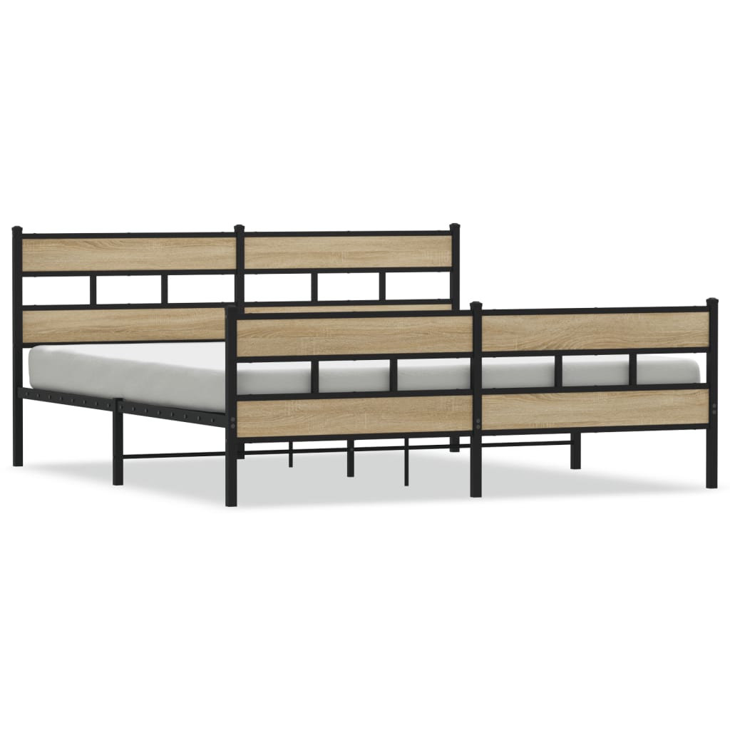 Bedframe zonder matras metaal sonoma eikenkleurig 183x213 cm is nu te koop bij PeponiXL, paradijselijk wonen!