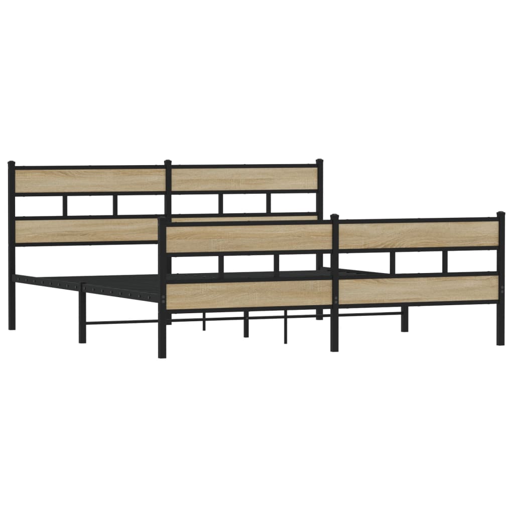 Bedframe zonder matras metaal sonoma eikenkleurig 183x213 cm is nu te koop bij PeponiXL, paradijselijk wonen!