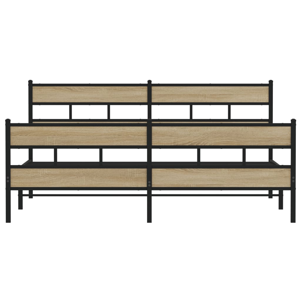 Bedframe zonder matras metaal sonoma eikenkleurig 183x213 cm is nu te koop bij PeponiXL, paradijselijk wonen!