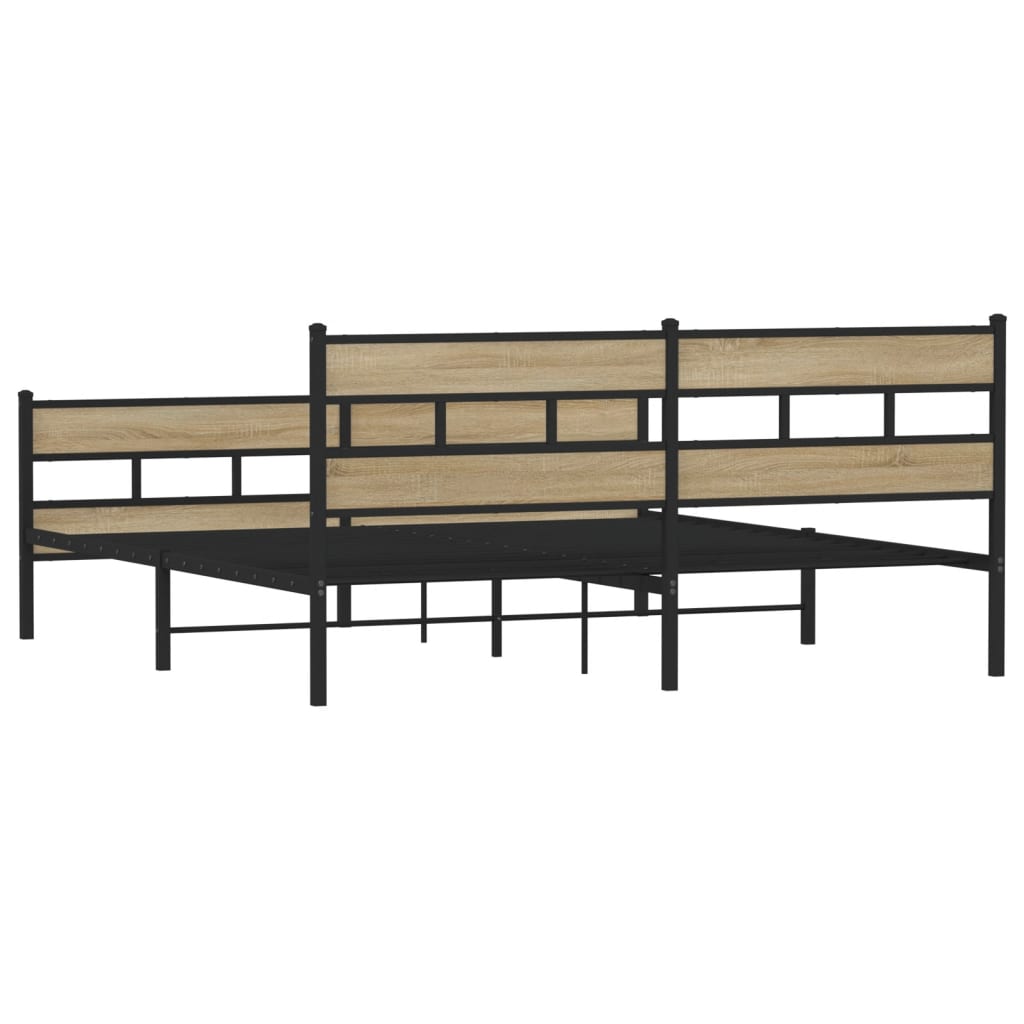 Bedframe zonder matras metaal sonoma eikenkleurig 183x213 cm is nu te koop bij PeponiXL, paradijselijk wonen!