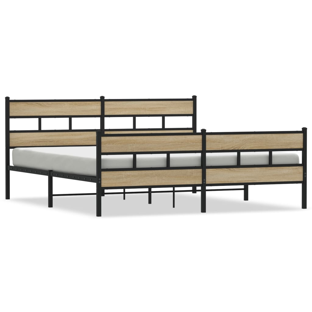 Bedframe zonder matras metaal sonoma eikenkleurig 193x203 cm is nu te koop bij PeponiXL, paradijselijk wonen!