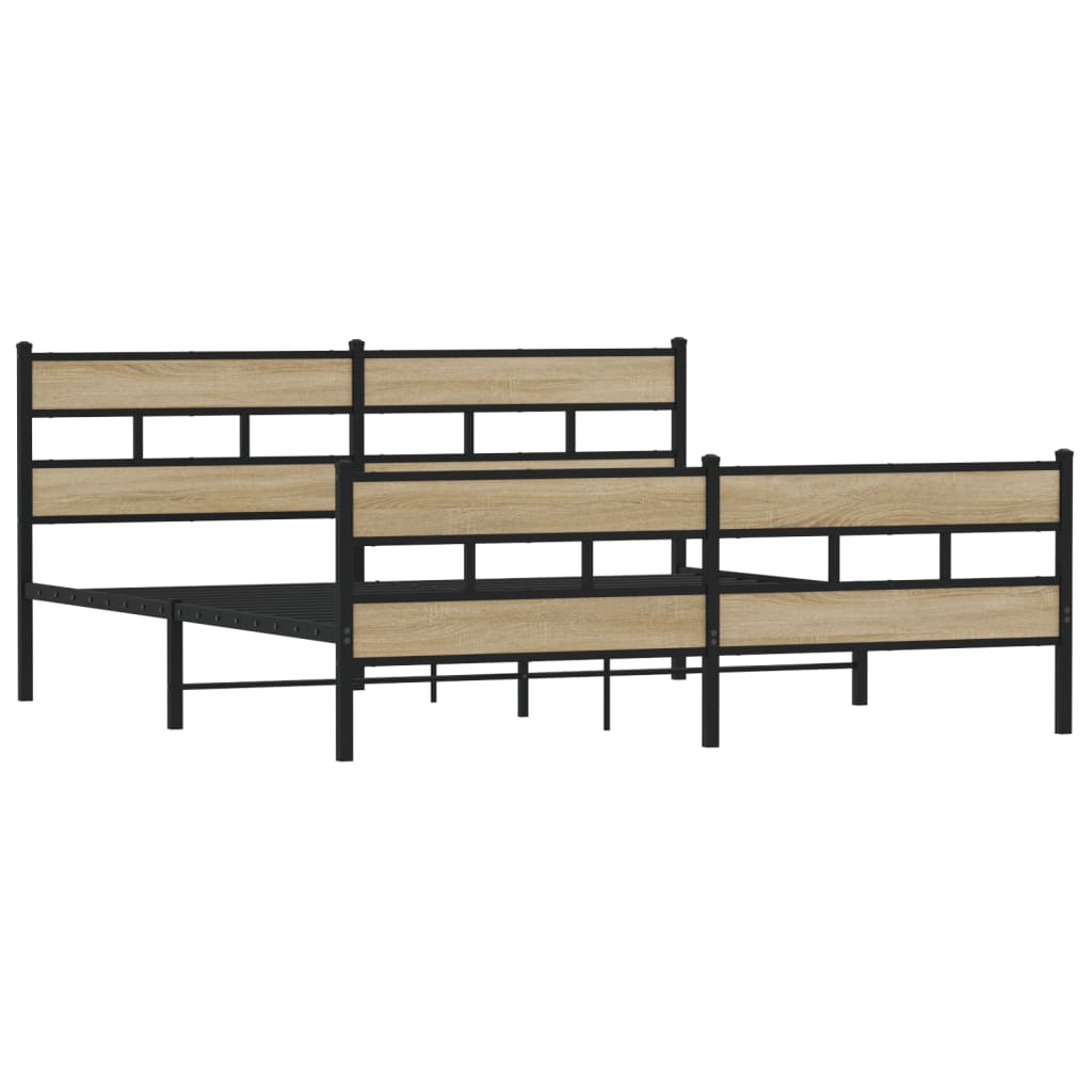 Bedframe zonder matras metaal sonoma eikenkleur 200x200 cm is nu te koop bij PeponiXL, paradijselijk wonen!