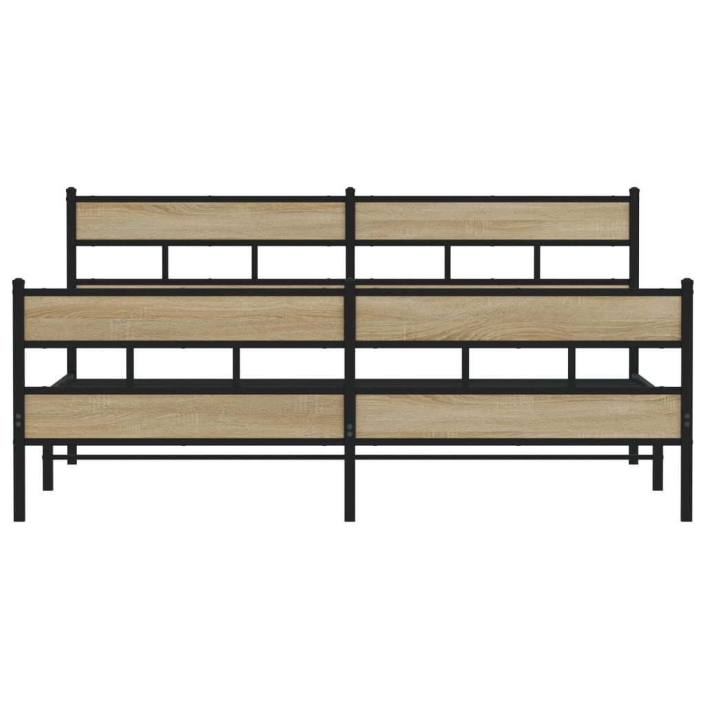 Bedframe zonder matras metaal sonoma eikenkleur 200x200 cm is nu te koop bij PeponiXL, paradijselijk wonen!
