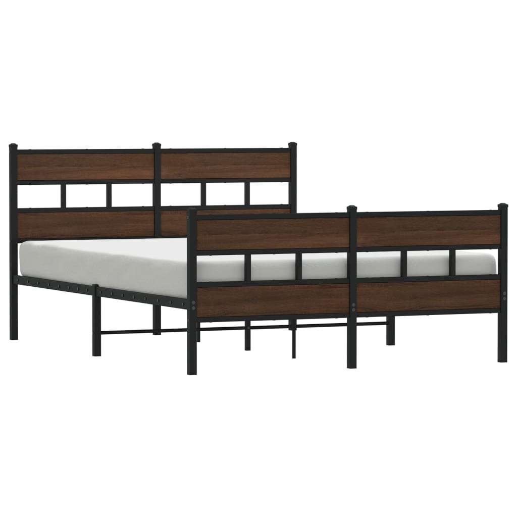 Bedframe zonder matras metaal bruin eikenkleurig 160x200 cm is nu te koop bij PeponiXL, paradijselijk wonen!