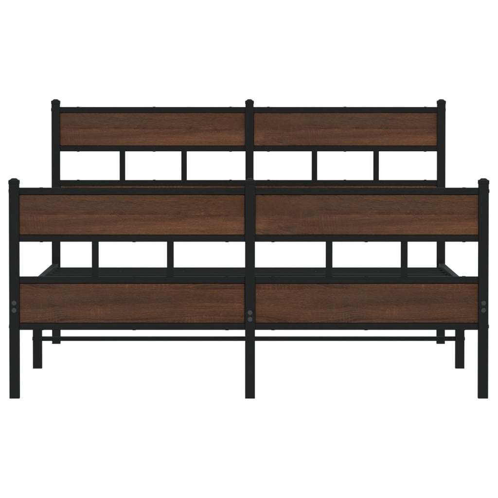 Bedframe zonder matras metaal bruin eikenkleurig 160x200 cm is nu te koop bij PeponiXL, paradijselijk wonen!