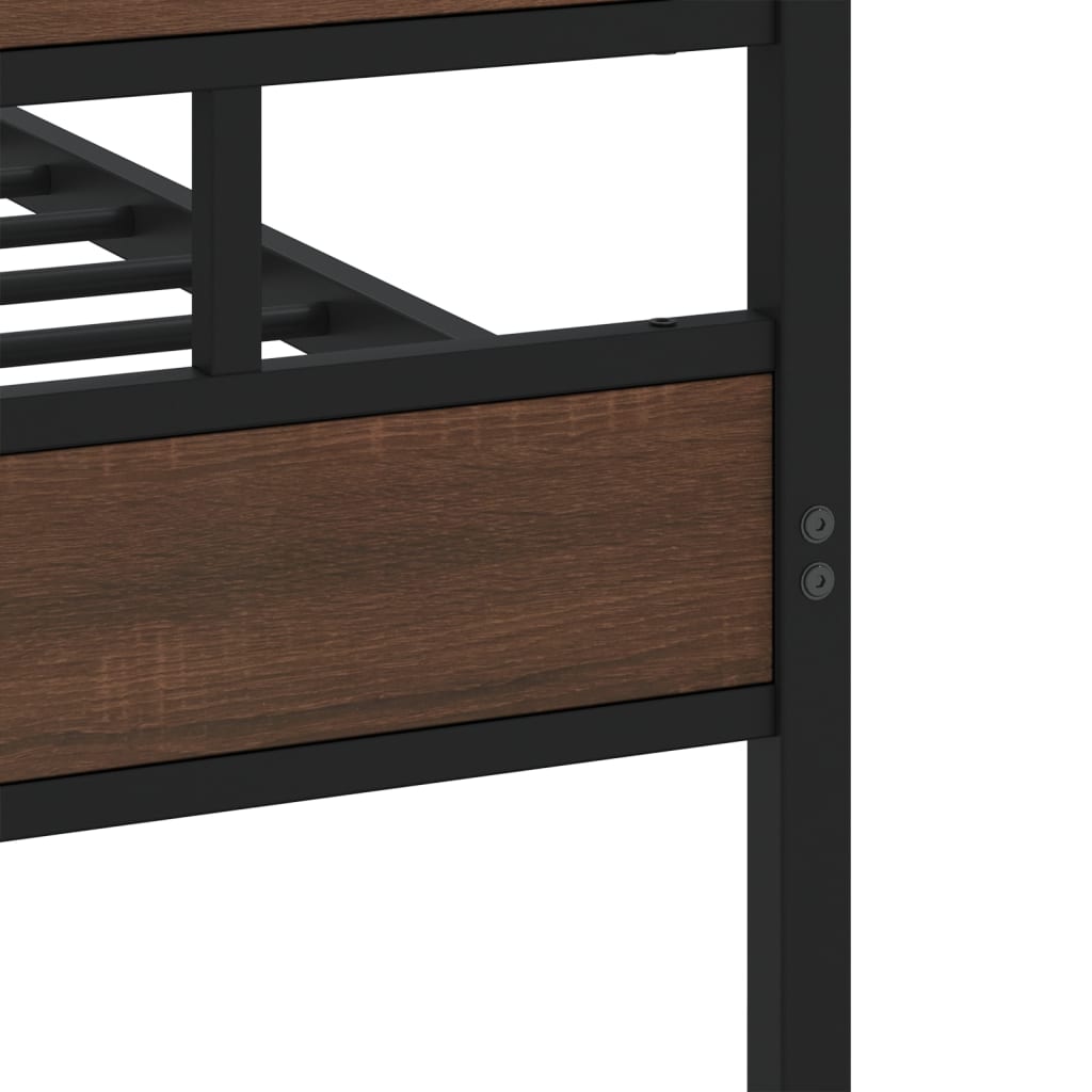 Bedframe zonder matras metaal bruin eikenkleurig 160x200 cm is nu te koop bij PeponiXL, paradijselijk wonen!