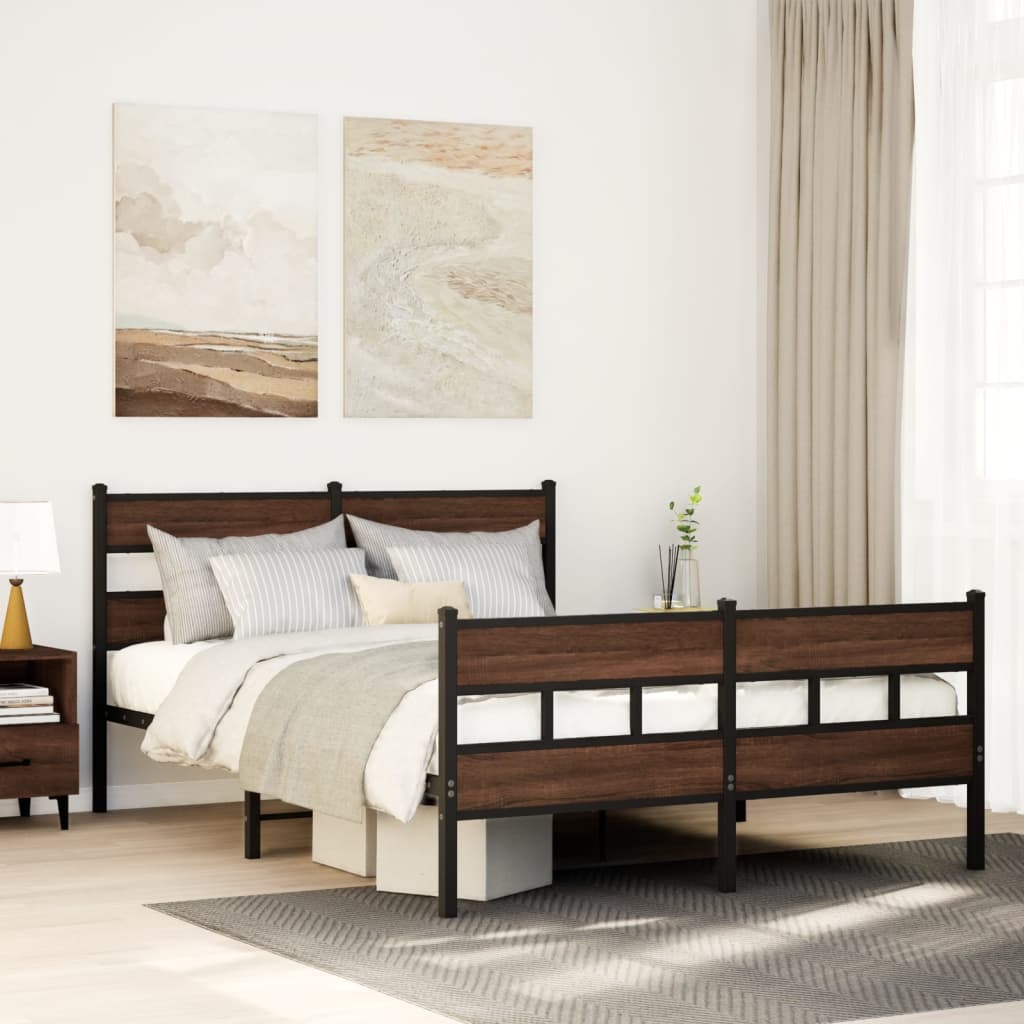 Bedframe zonder matras metaal bruin eikenkleurig 160x200 cm is nu te koop bij PeponiXL, paradijselijk wonen!