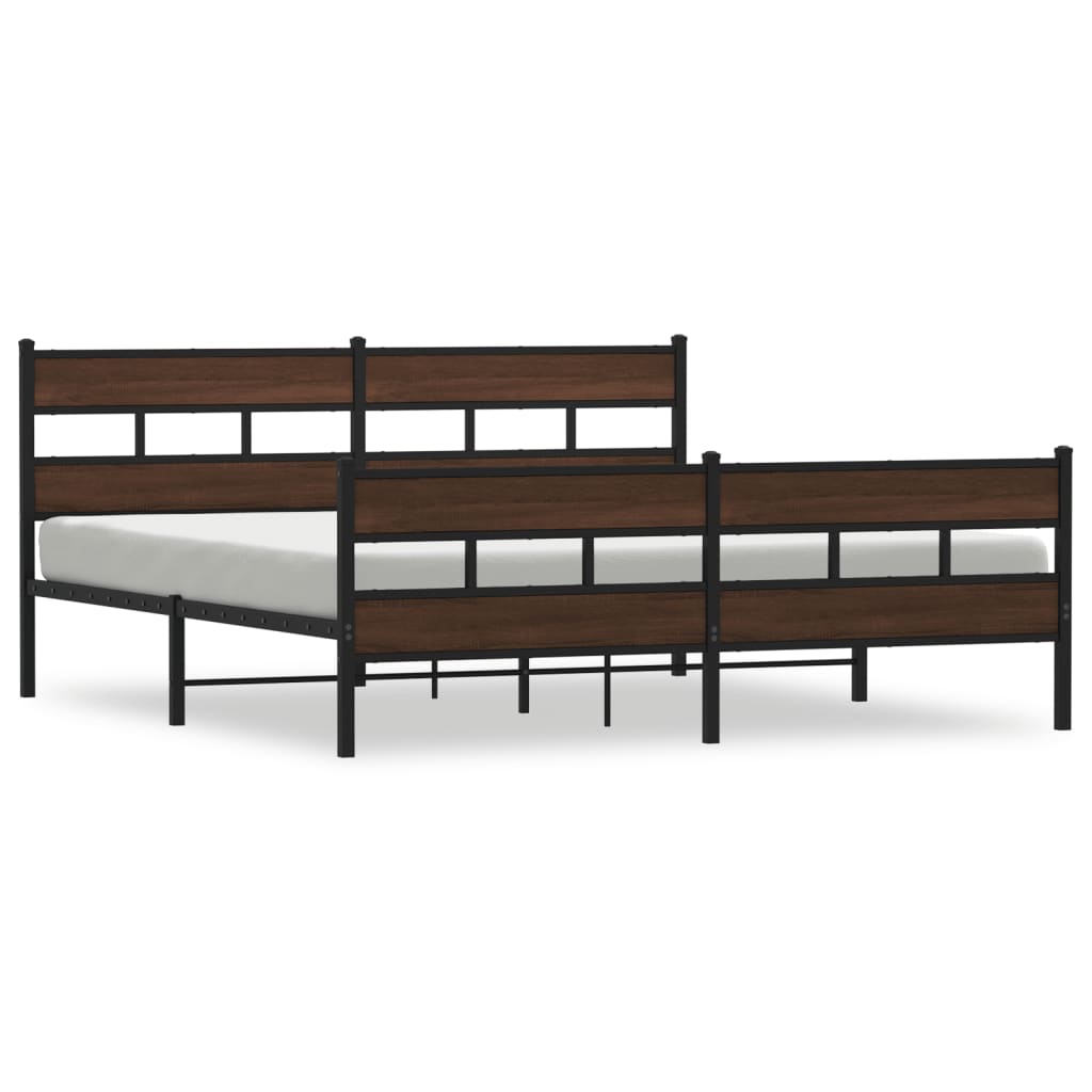 Bedframe zonder matras metaal bruin eikenkleur 180x200 cm is nu te koop bij PeponiXL, paradijselijk wonen!