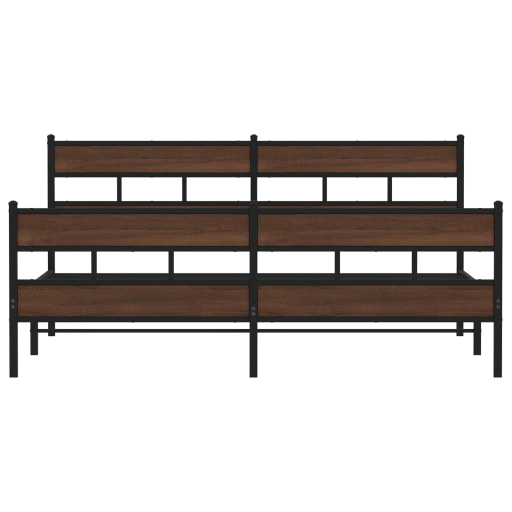 Bedframe zonder matras metaal bruin eikenkleur 180x200 cm is nu te koop bij PeponiXL, paradijselijk wonen!