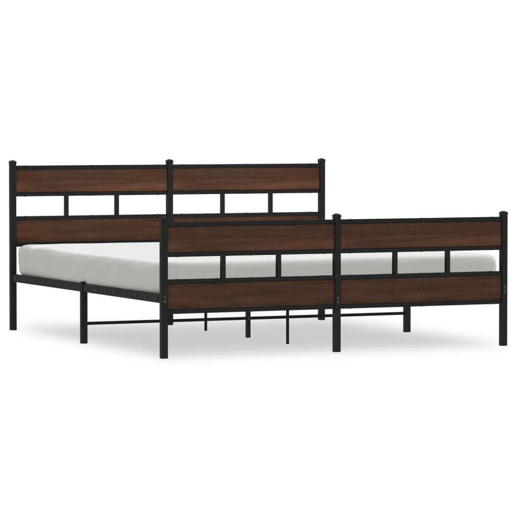 Bedframe zonder matras metaal bruin eikenkleur 183x213 cm is nu te koop bij PeponiXL, paradijselijk wonen!