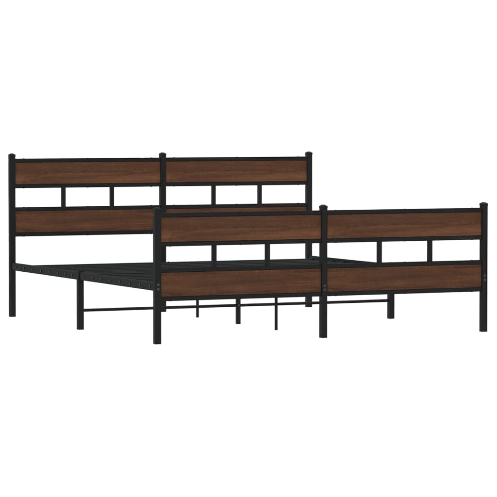 Bedframe zonder matras metaal bruin eikenkleur 183x213 cm is nu te koop bij PeponiXL, paradijselijk wonen!