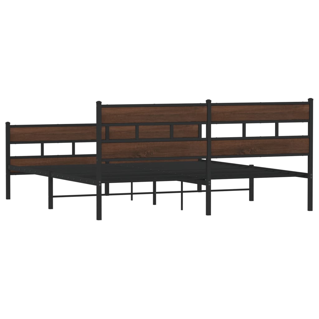 Bedframe zonder matras metaal bruin eikenkleur 183x213 cm is nu te koop bij PeponiXL, paradijselijk wonen!
