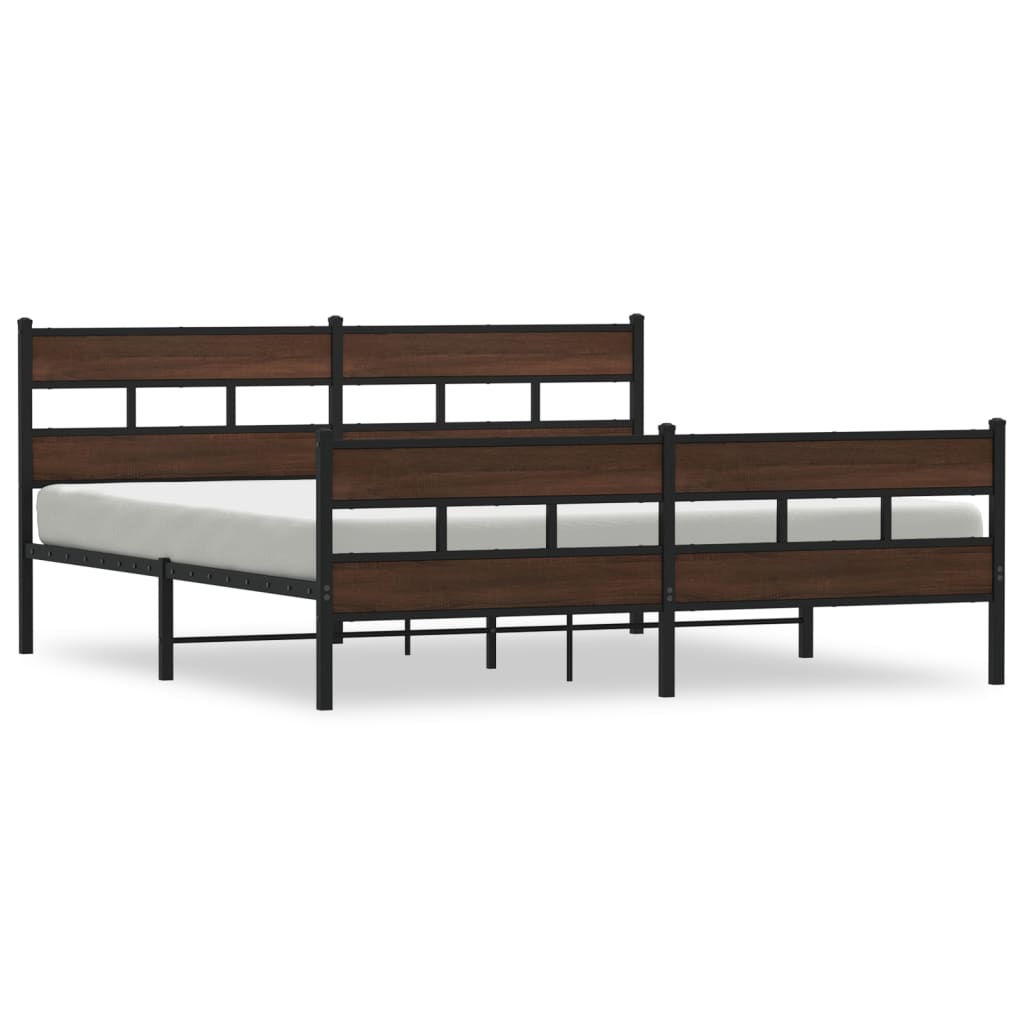 Bedframe zonder matras metaal bruin eikenkleur 193x203 cm is nu te koop bij PeponiXL, paradijselijk wonen!
