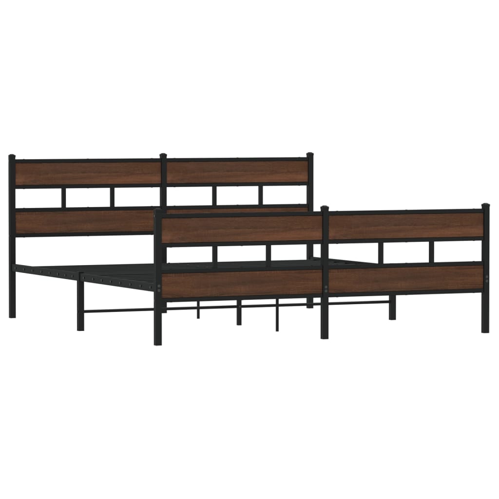Bedframe zonder matras metaal bruin eikenkleur 193x203 cm is nu te koop bij PeponiXL, paradijselijk wonen!