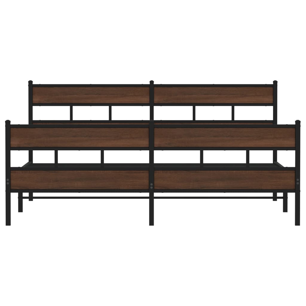 Bedframe zonder matras metaal bruin eikenkleur 193x203 cm is nu te koop bij PeponiXL, paradijselijk wonen!