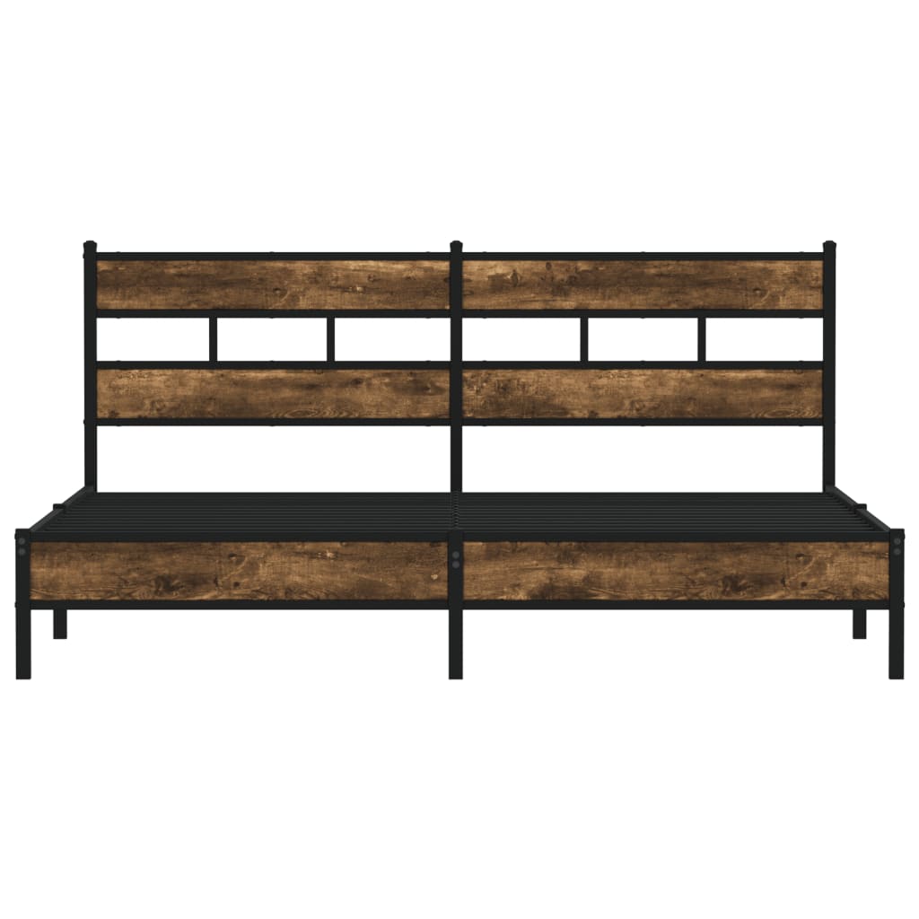 Bedframe zonder matras metaal gerookt eikenkleurig 183x213 cm is nu te koop bij PeponiXL, paradijselijk wonen!