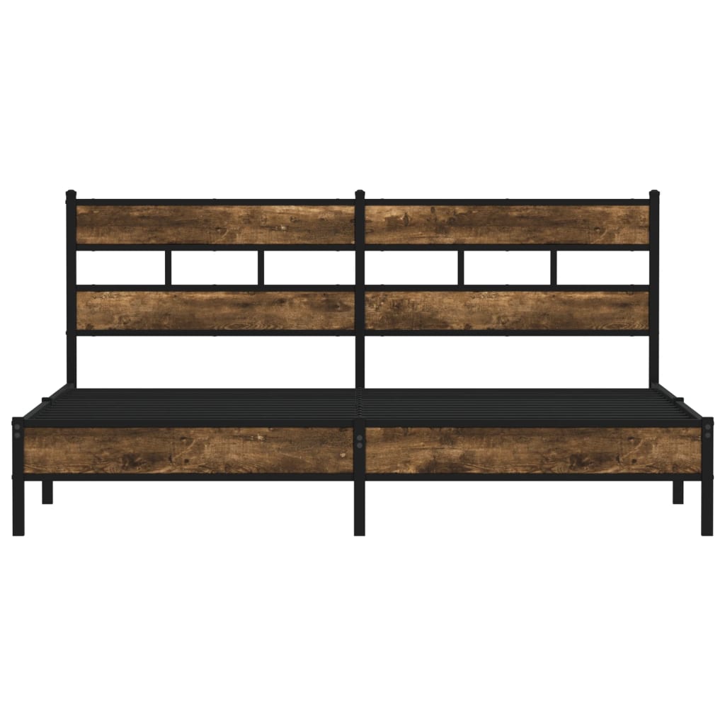 Bedframe zonder matras metaal gerookt eikenkleurig 193x203 cm is nu te koop bij PeponiXL, paradijselijk wonen!