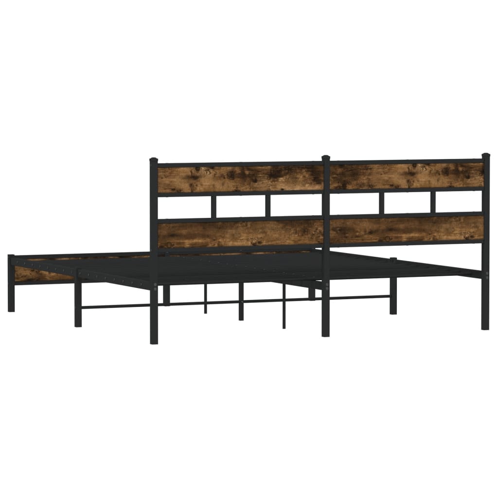 Bedframe zonder matras metaal gerookt eikenkleurig 193x203 cm is nu te koop bij PeponiXL, paradijselijk wonen!