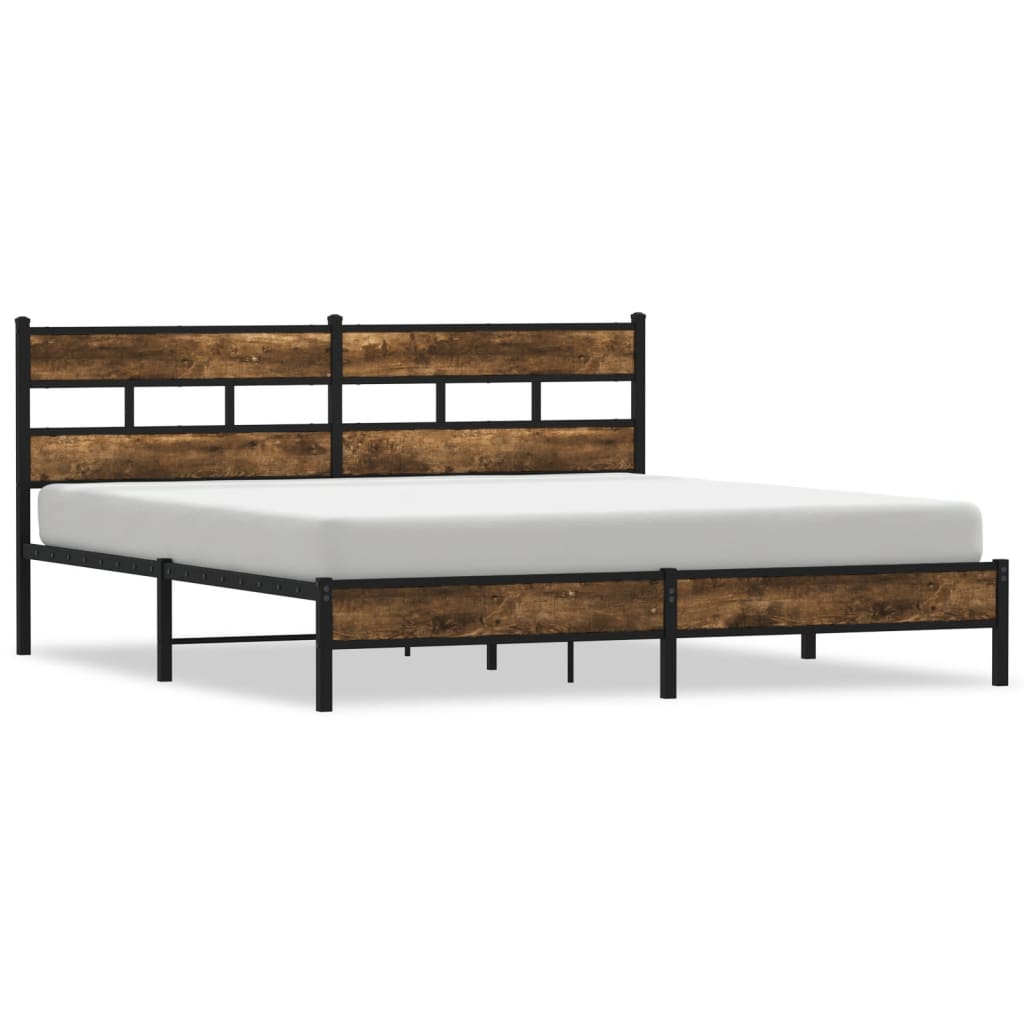 Bedframe zonder matras metaal gerookt eikenkleurig 200x200 cm is nu te koop bij PeponiXL, paradijselijk wonen!