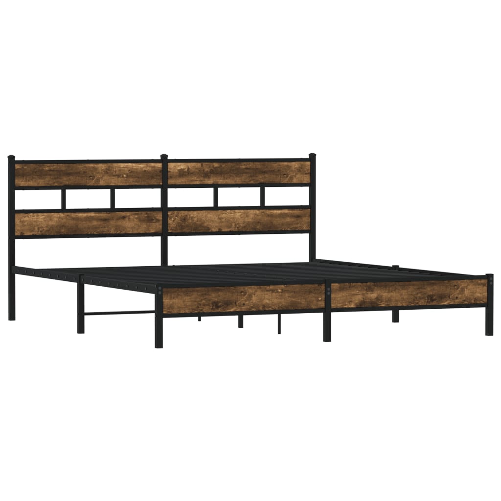 Bedframe zonder matras metaal gerookt eikenkleurig 200x200 cm is nu te koop bij PeponiXL, paradijselijk wonen!