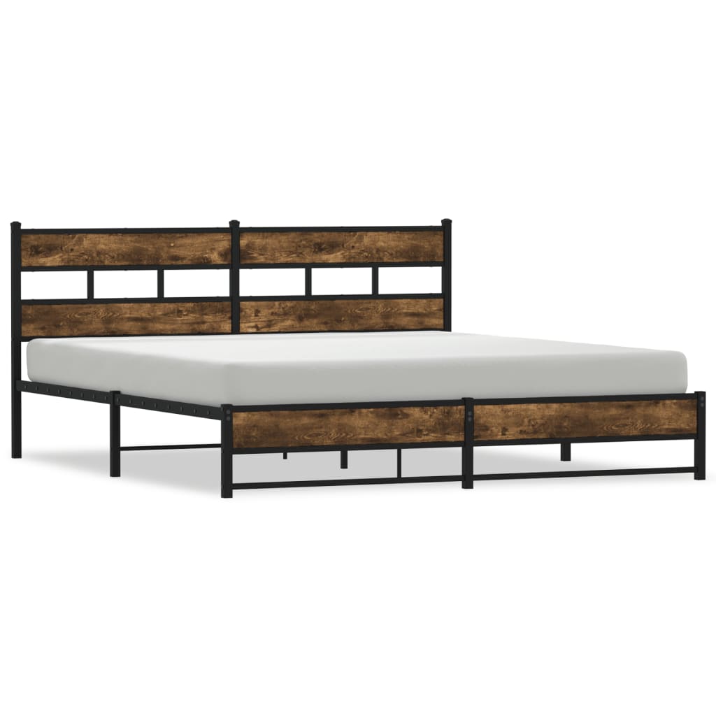 Bedframe zonder matras metaal gerookt eikenkleurig 180x200 cm is nu te koop bij PeponiXL, paradijselijk wonen!