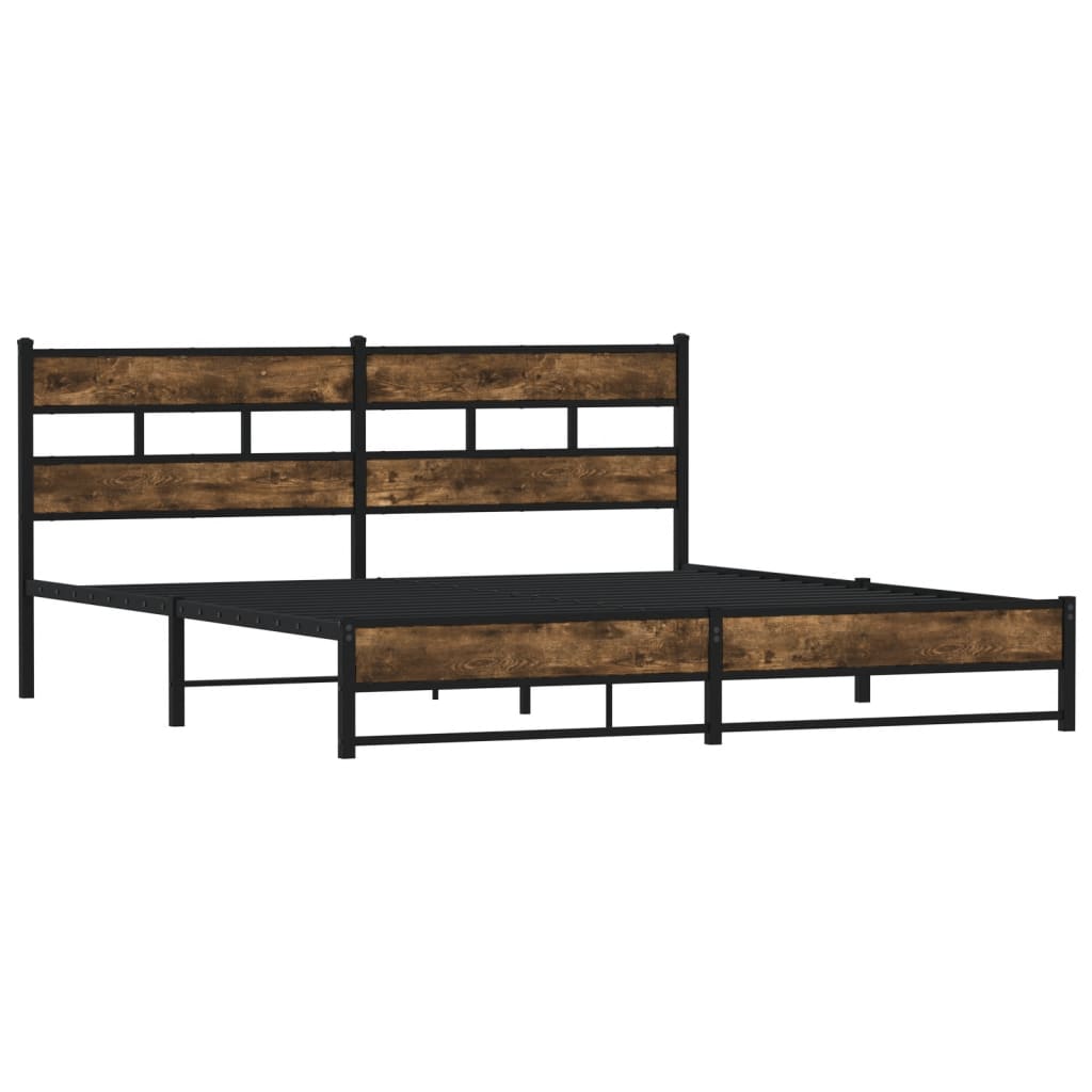 Bedframe zonder matras metaal gerookt eikenkleurig 180x200 cm is nu te koop bij PeponiXL, paradijselijk wonen!