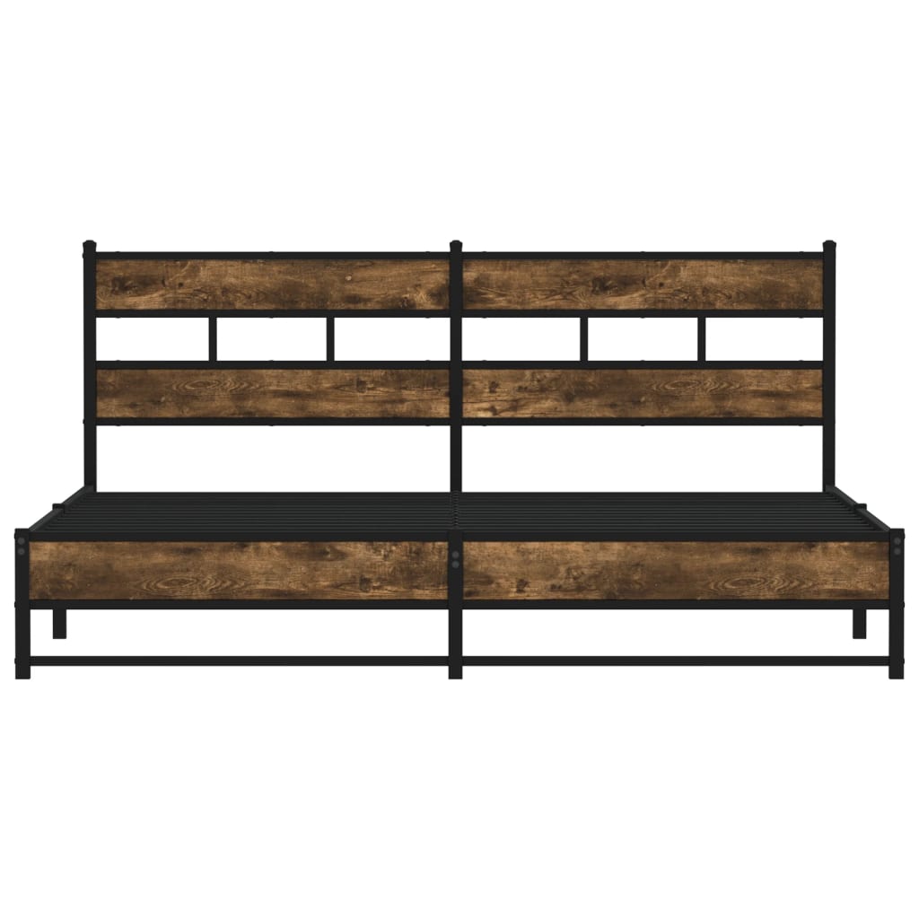 Bedframe zonder matras metaal gerookt eikenkleurig 180x200 cm is nu te koop bij PeponiXL, paradijselijk wonen!