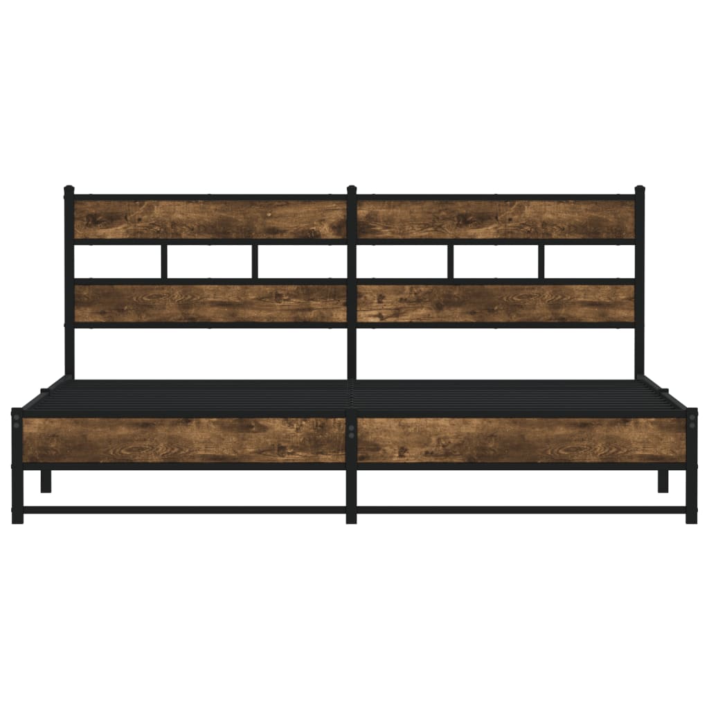 Bedframe zonder matras metaal gerookt eikenkleurig 200x200 cm is nu te koop bij PeponiXL, paradijselijk wonen!