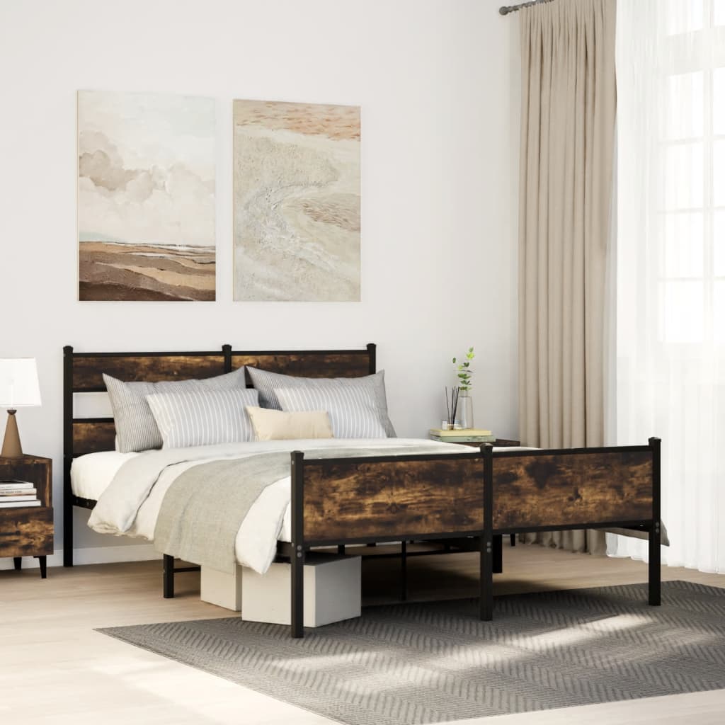 Bedframe zonder matras metaal gerookt eikenkleurig 160x200 cm is nu te koop bij PeponiXL, paradijselijk wonen!