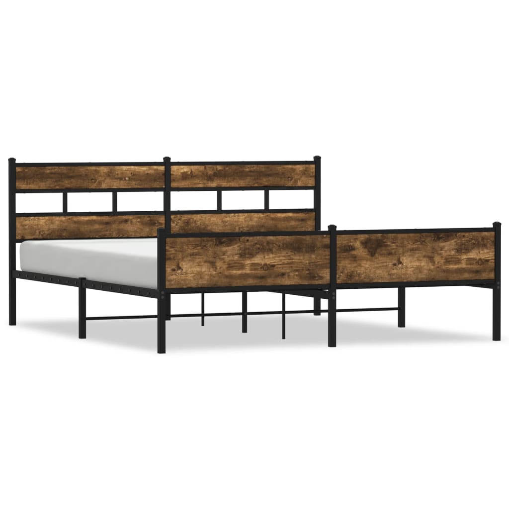 Bedframe zonder matras metaal gerookt eikenkleurig 180x200 cm is nu te koop bij PeponiXL, paradijselijk wonen!