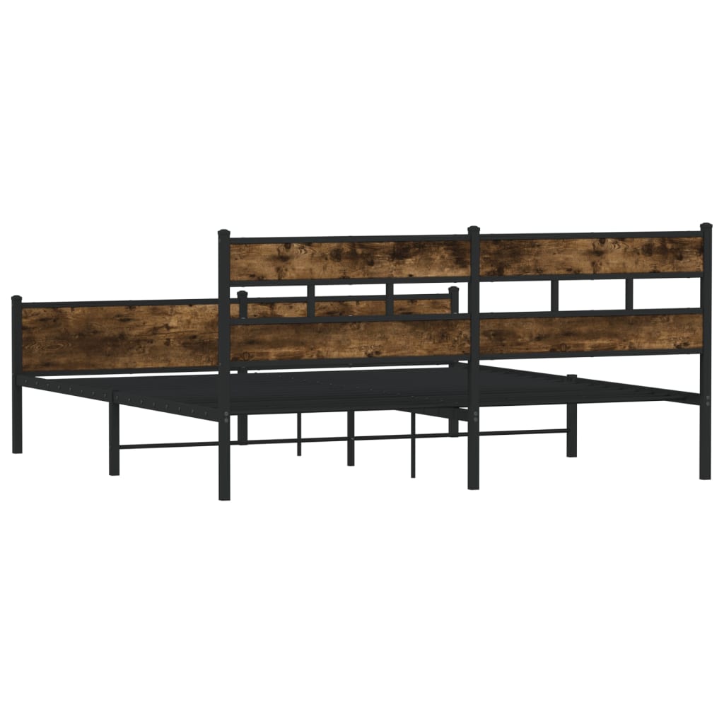 Bedframe zonder matras metaal gerookt eikenkleurig 180x200 cm is nu te koop bij PeponiXL, paradijselijk wonen!