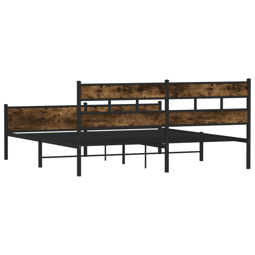 Bedframe zonder matras metaal gerookt eikenkleurig 193x203 cm is nu te koop bij PeponiXL, paradijselijk wonen!