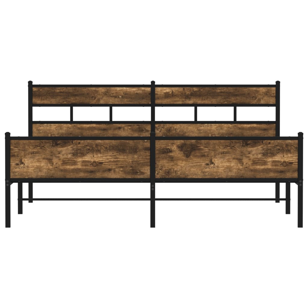Bedframe zonder matras metaal gerookt eikenkleurig 200x200 cm is nu te koop bij PeponiXL, paradijselijk wonen!