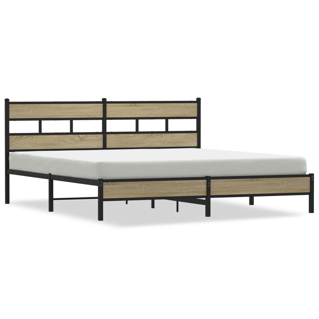 Bedframe zonder matras metaal sonoma eikenkleurig 180x200 cm is nu te koop bij PeponiXL, paradijselijk wonen!