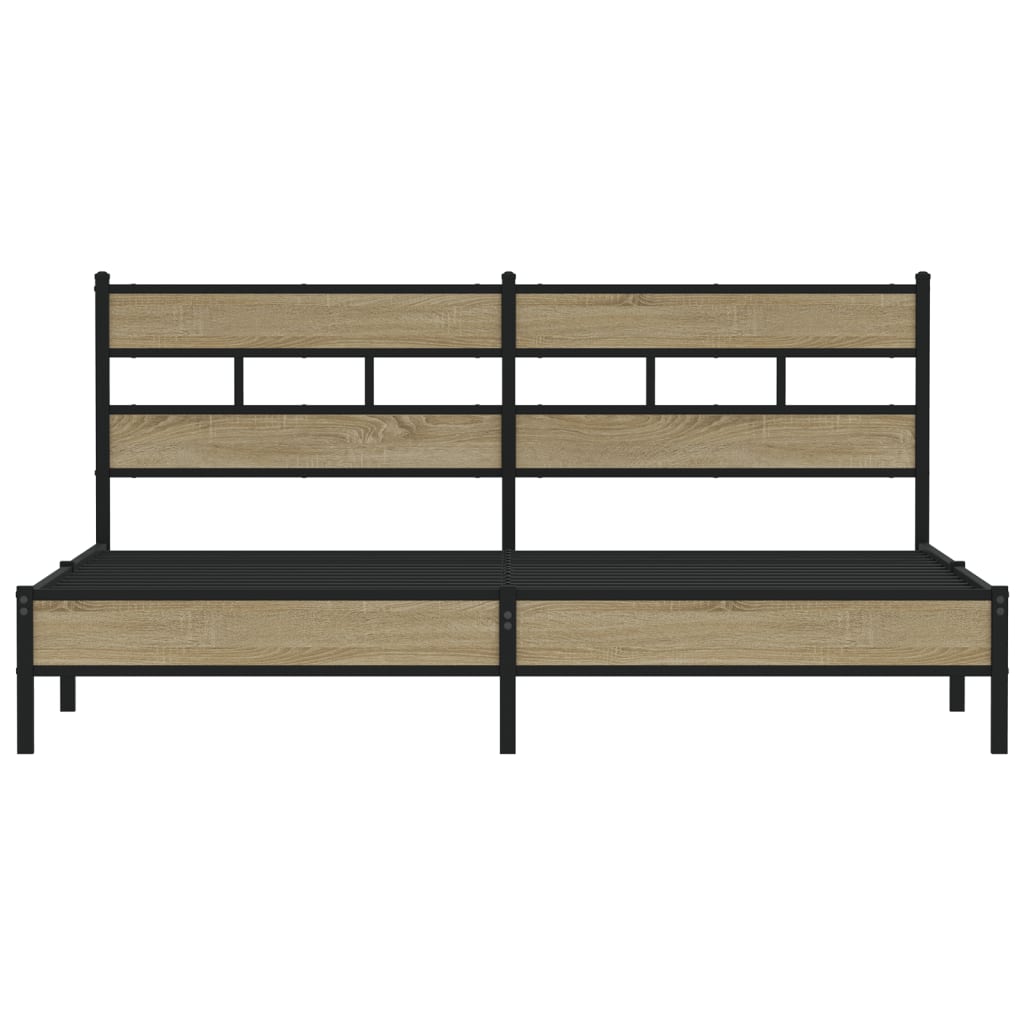 Bedframe zonder matras metaal sonoma eikenkleurig 180x200 cm is nu te koop bij PeponiXL, paradijselijk wonen!