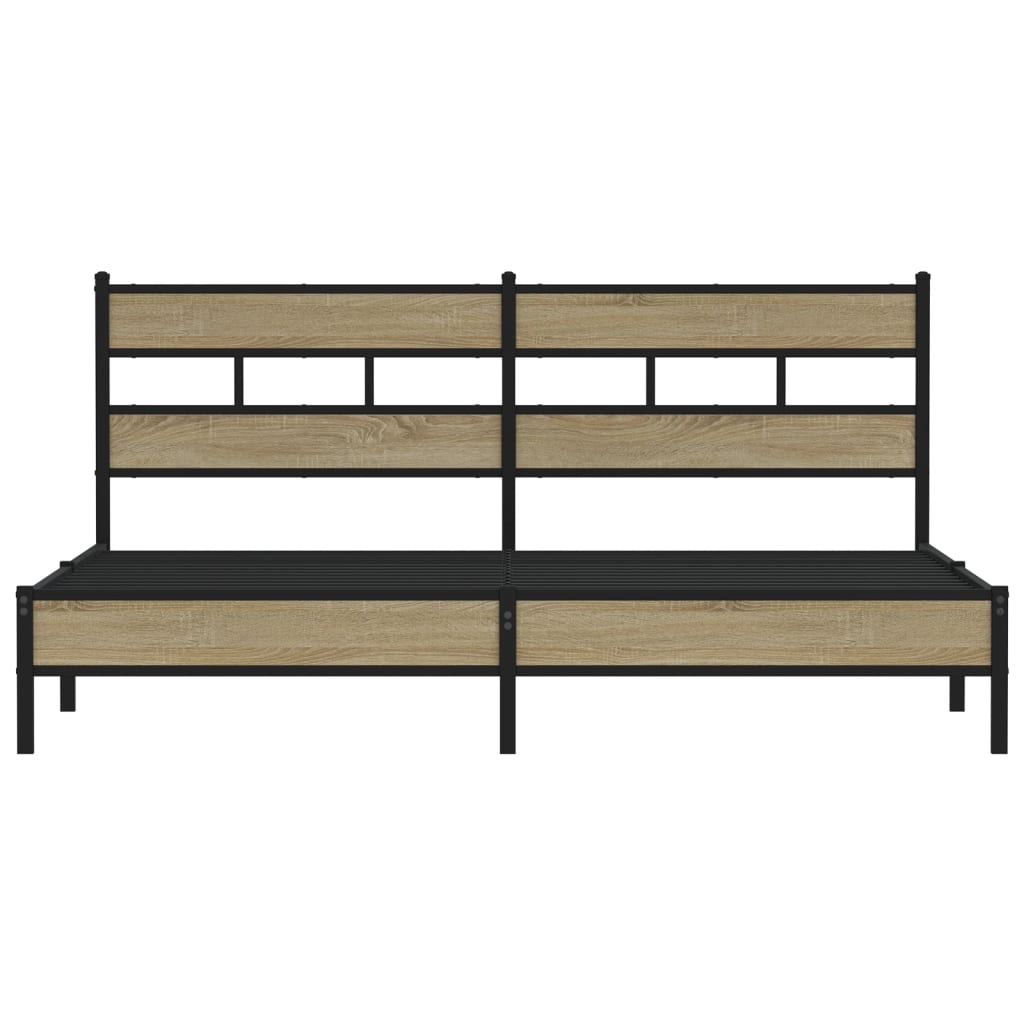 Bedframe zonder matras metaal sonoma eikenkleurig 183x213 cm is nu te koop bij PeponiXL, paradijselijk wonen!