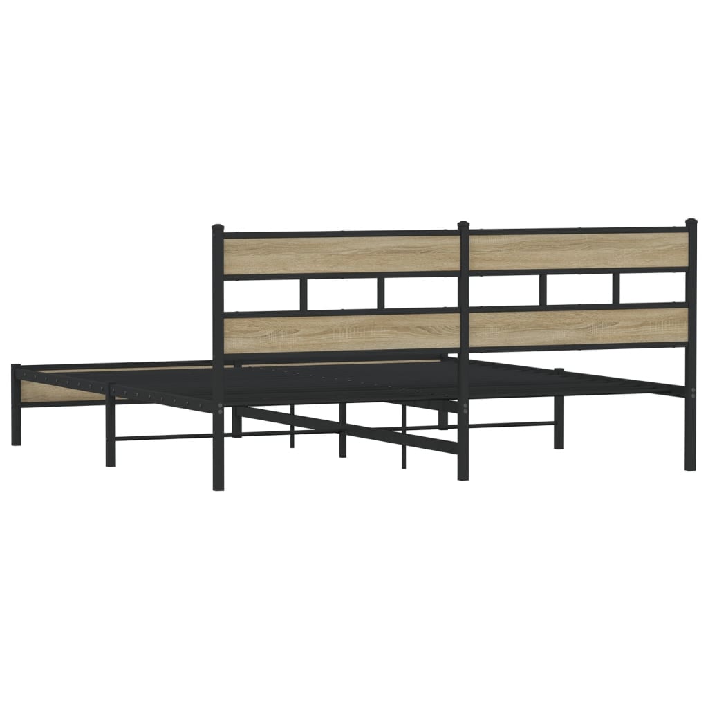 Bedframe zonder matras metaal sonoma eikenkleurig 183x213 cm is nu te koop bij PeponiXL, paradijselijk wonen!