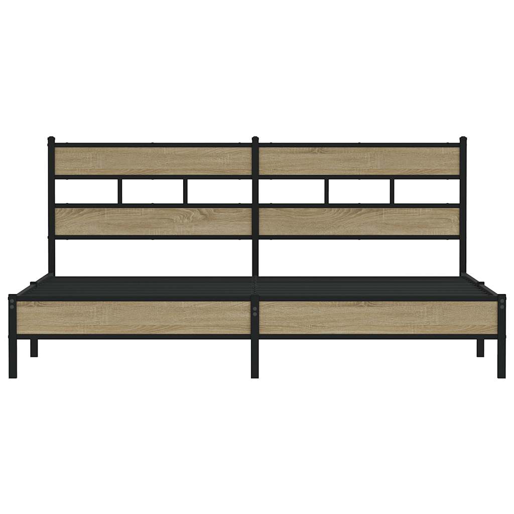 Bedframe zonder matras metaal sonoma eikenkleurig 193x203 cm is nu te koop bij PeponiXL, paradijselijk wonen!