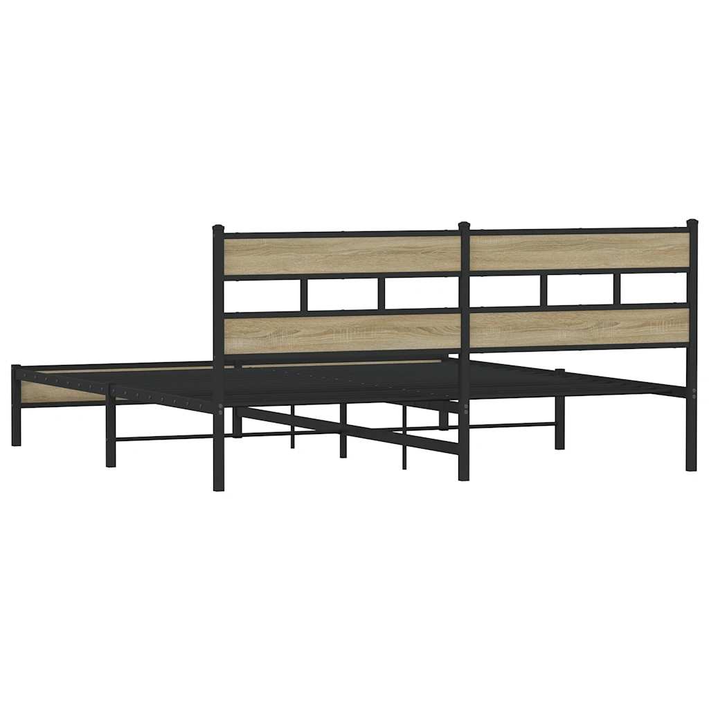 Bedframe zonder matras metaal sonoma eikenkleurig 193x203 cm is nu te koop bij PeponiXL, paradijselijk wonen!