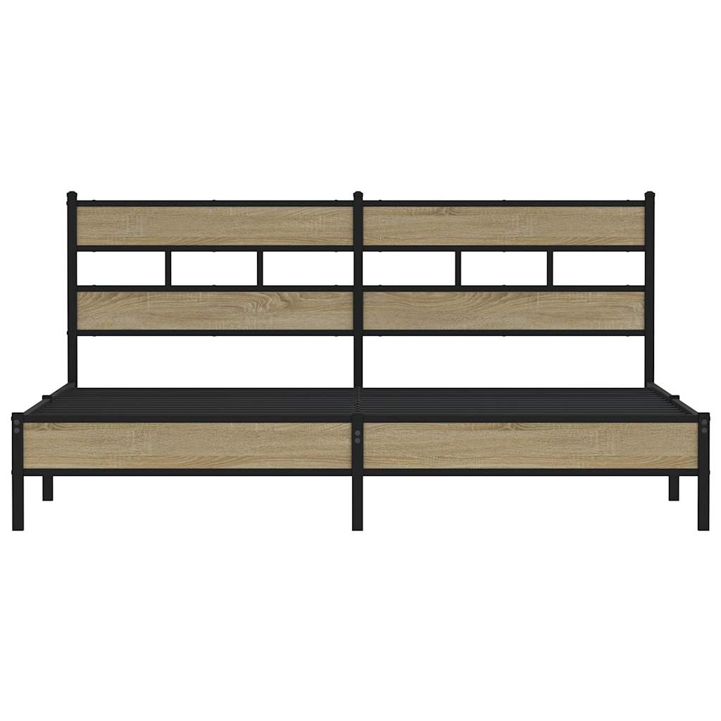 Bedframe zonder matras metaal sonoma eikenkleur 200x200 cm is nu te koop bij PeponiXL, paradijselijk wonen!