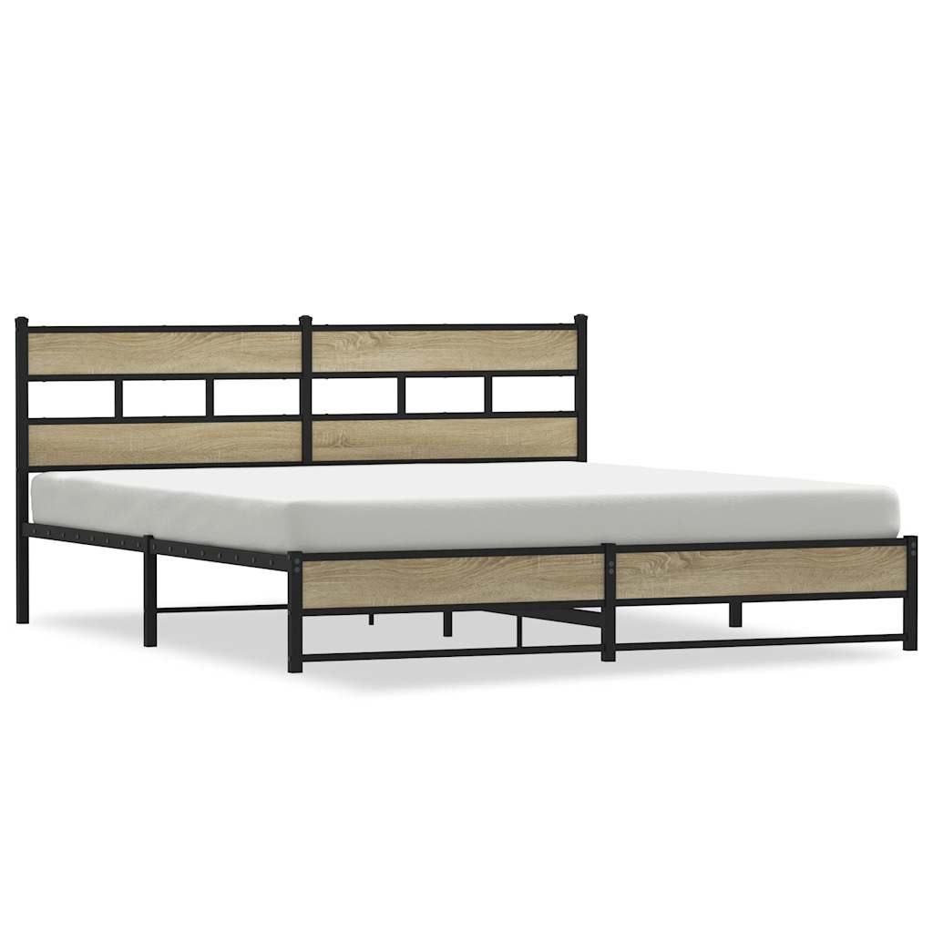 Bedframe zonder matras metaal sonoma eikenkleurig 180x200 cm is nu te koop bij PeponiXL, paradijselijk wonen!