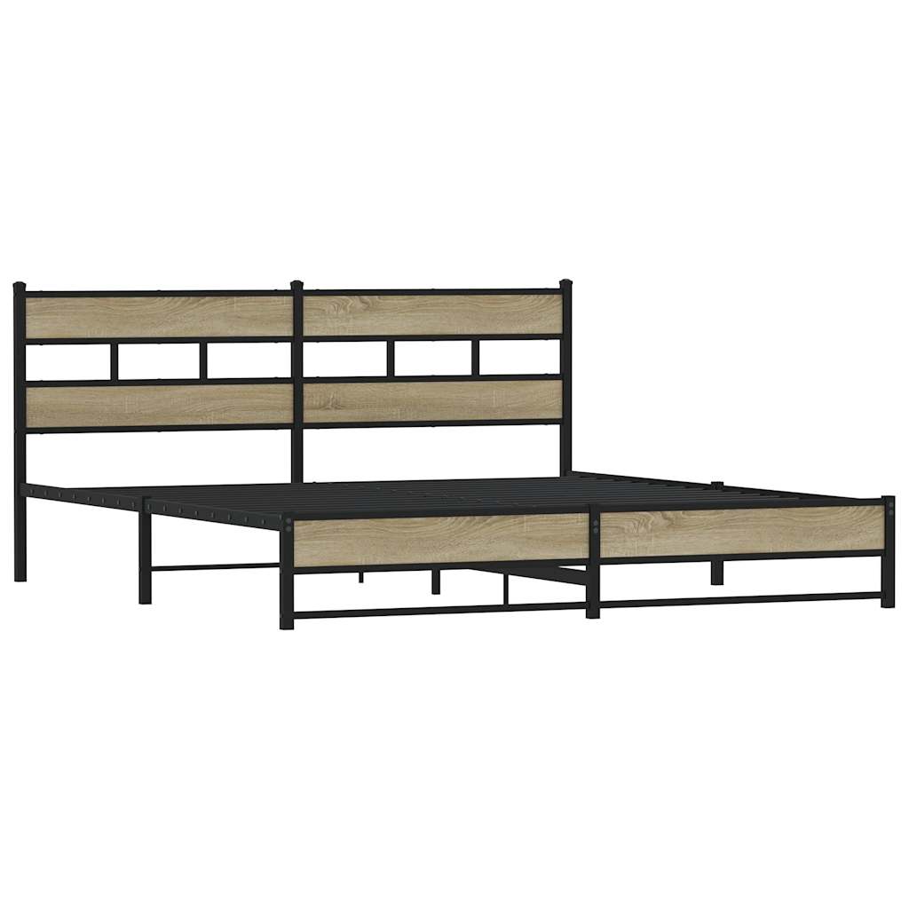 Bedframe zonder matras metaal sonoma eikenkleurig 180x200 cm is nu te koop bij PeponiXL, paradijselijk wonen!